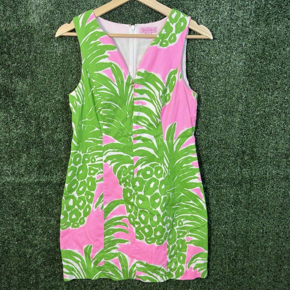 Lilly Pulitzer Women’s Size 4 Mila Shift Dress Pink Pout Flamenco Pineapple